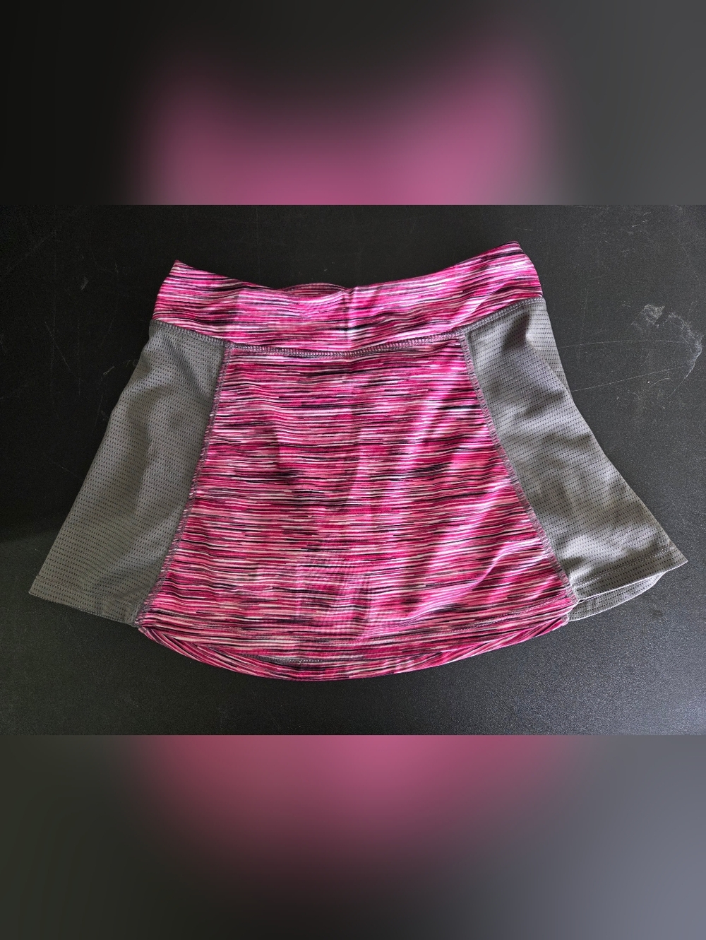 Pink Striped Active Skort with Gray Panels